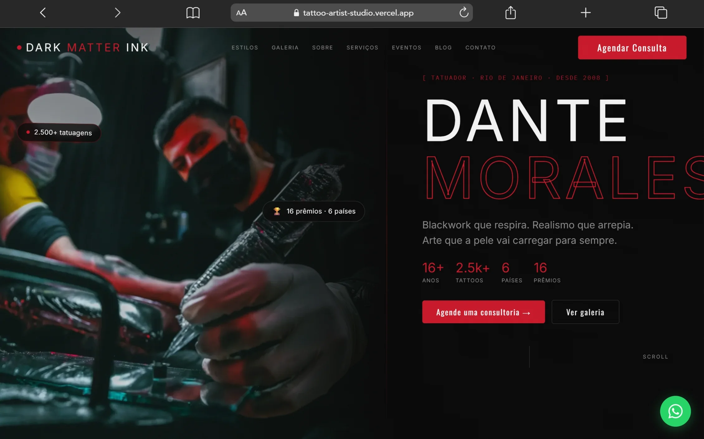 Vox Ink Studio: Site para Estúdio de Tatuagem